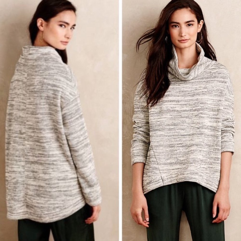 ANTHROPOLOGIE Saturday Sunday lilac purple spacedye cowl neck boxy sweatshirt M